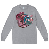Heather Grey Walk By Faith Not By Sight Long Sleeve Tee - JahusDesignShop