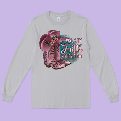 Walk By Faith Not By Sight Long Sleeve Tee Designed By Jahusdesignshop