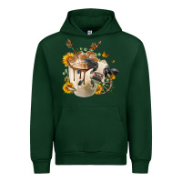 Forest Green Black And White Cow Coffee Urban Hoodie - FaDigitalArtStudio