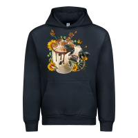 Navy Black And White Cow Coffee Urban Hoodie - FaDigitalArtStudio