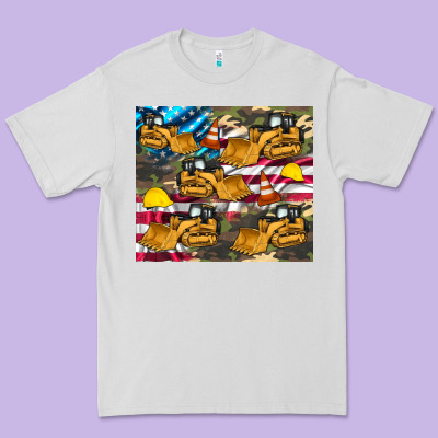 Bulldozer Camouflage American Flag Premium Tee Designed By Artiststas