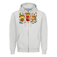 Dove Grey Mexican taco nacho and souce Zipper Hoodie - NancyCooperArtShop