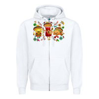 White Mexican taco nacho and souce Zipper Hoodie - NancyCooperArtShop