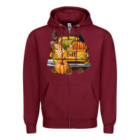 Burgundy Fall Truck Zipper Hoodie - texasbilliewilder
