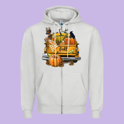 Fall Truck Zipper Hoodie Designed By Texasbilliewilder