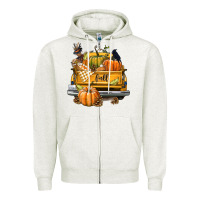 Oatmeal Heather Fall Truck Zipper Hoodie - texasbilliewilder