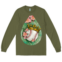 Army Green baseball and western roses teardrop  6 Long Sleeve Tee - BundleAndBundleShop