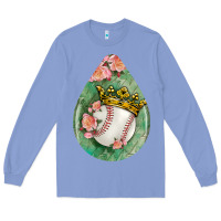 Colony Blue baseball and western roses teardrop  6 Long Sleeve Tee - BundleAndBundleShop