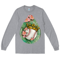 Heather Grey baseball and western roses teardrop  6 Long Sleeve Tee - BundleAndBundleShop