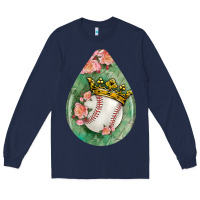 Navy baseball and western roses teardrop  6 Long Sleeve Tee - BundleAndBundleShop
