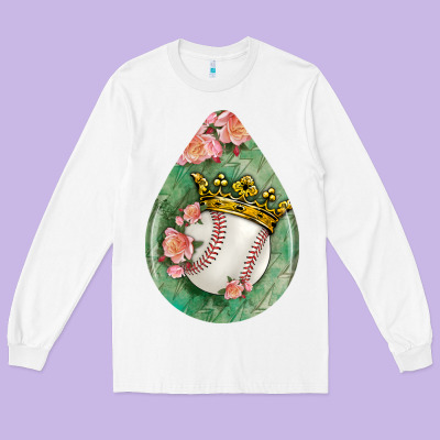 Baseball And Western Roses Teardrop  6 Long Sleeve Tee Designed By Bundleandbundleshop
