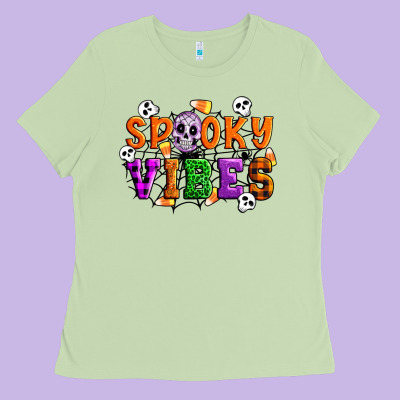 Spooky Vibes Ladies Tee Designed By Artiststas