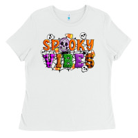 White Spooky vibes Ladies Tee - Artiststas