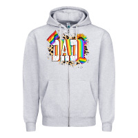 Heather Grey Dad Pride Zipper Hoodie - NancyCooperArtShop