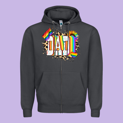 Dad Pride Zipper Hoodie Designed By Nancycooperartshop