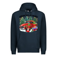 Navy hanging with my gnomies Premium Hoodie - CowGirlArtShop