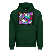 Forest Green halloween ghost and turquoise glitter background Urban Hoodie - BundleAndBundleShop