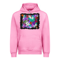 Fuchsia Pink halloween ghost and turquoise glitter background Urban Hoodie - BundleAndBundleShop
