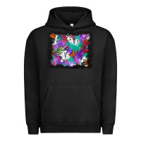 Pigment Black halloween ghost and turquoise glitter background Urban Hoodie - BundleAndBundleShop