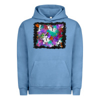 Pigment Pebble Blue halloween ghost and turquoise glitter background Urban Hoodie - BundleAndBundleShop