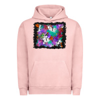 Pigment Salmon halloween ghost and turquoise glitter background Urban Hoodie - BundleAndBundleShop