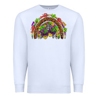 White Mardi Gras rainbow Premium Sweatshirt - HowdyJamesFarm