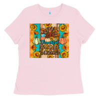 Bubblegum Pink Thankful grateful blessed Ladies Tee - Artiststas