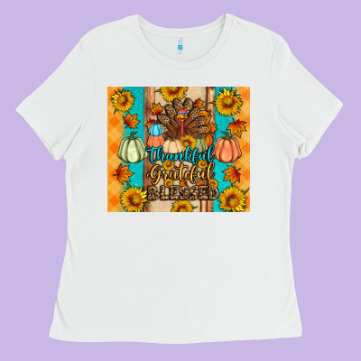 Thankful Grateful Blessed Ladies Tee Designed By Artiststas