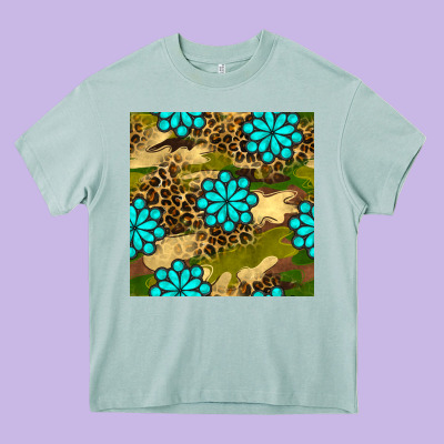 Camouflage Leopard Gemstone Seamless Pattern Heavy Core Tee Designed By Bundleandbundleshop