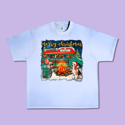 Merry Christmas With Camper Van Urban Heavy Tee Designed By Nancycooperartshop