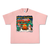 Salmon merry christmas with camper van Urban Heavy Tee - NancyCooperArtShop