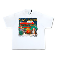 White merry christmas with camper van Urban Heavy Tee - NancyCooperArtShop
