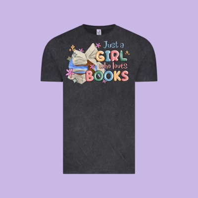 Just A Girl Who Loves Books Vintage Tee Designed By Maliassmallbusiness