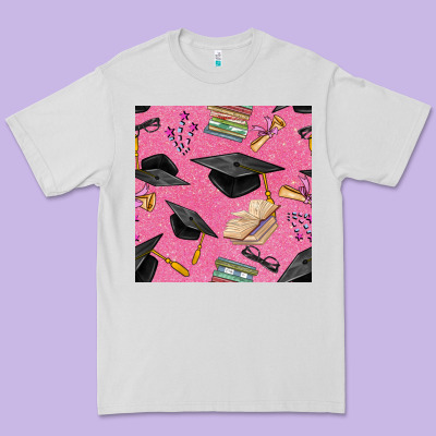 Pink Glitter Graduation Seamless Pattern Premium Tee Designed By Bundleandbundleshop
