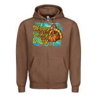Chestnut Happy Turkey Day Zipper Hoodie - texasbilliewilder