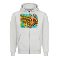 Dove Grey Happy Turkey Day Zipper Hoodie - texasbilliewilder