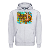 Heather Grey Happy Turkey Day Zipper Hoodie - texasbilliewilder