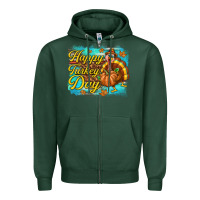 Sports Green Happy Turkey Day Zipper Hoodie - texasbilliewilder