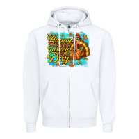 White Happy Turkey Day Zipper Hoodie - texasbilliewilder