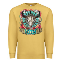 Antique Gold Mom Bull Skull Mother's Day Premium Sweatshirt - CowGirlArtShop