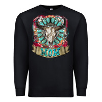 Black Mom Bull Skull Mother's Day Premium Sweatshirt - CowGirlArtShop