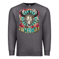 Charcoal Heather Mom Bull Skull Mother's Day Premium Sweatshirt - CowGirlArtShop