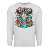 Dove Grey Mom Bull Skull Mother's Day Premium Sweatshirt - CowGirlArtShop