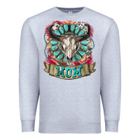 Heather Grey Mom Bull Skull Mother's Day Premium Sweatshirt - CowGirlArtShop