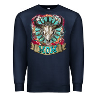 Navy Mom Bull Skull Mother's Day Premium Sweatshirt - CowGirlArtShop