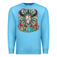 Ocean Blue Mom Bull Skull Mother's Day Premium Sweatshirt - CowGirlArtShop
