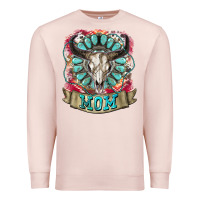 Pale Pink Mom Bull Skull Mother's Day Premium Sweatshirt - CowGirlArtShop