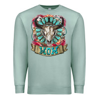 Seafoam Mom Bull Skull Mother's Day Premium Sweatshirt - CowGirlArtShop