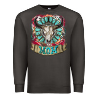 Smoke Mom Bull Skull Mother's Day Premium Sweatshirt - CowGirlArtShop