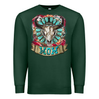 Sports Green Mom Bull Skull Mother's Day Premium Sweatshirt - CowGirlArtShop